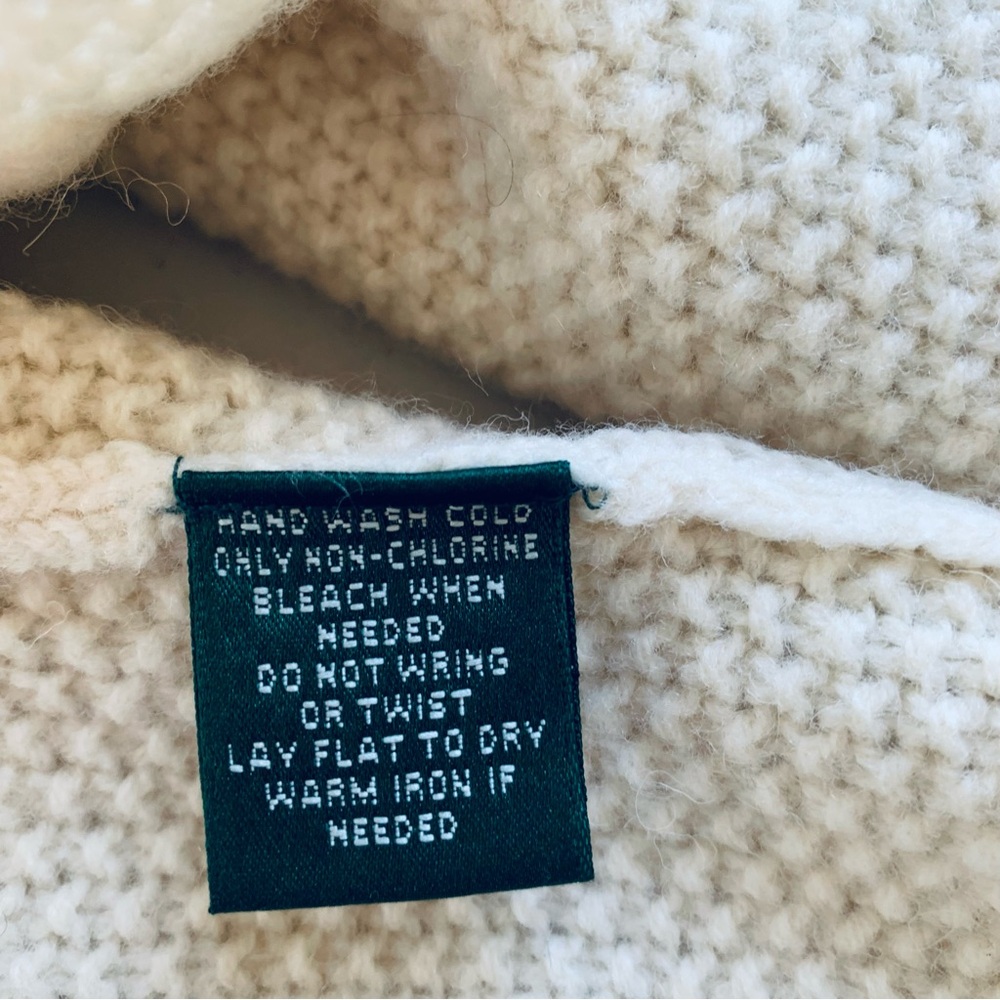 Ralph Lauren Cable Knit Full Zip 100% Ivory Wool Cardigan size XL - Picture 12 of 12